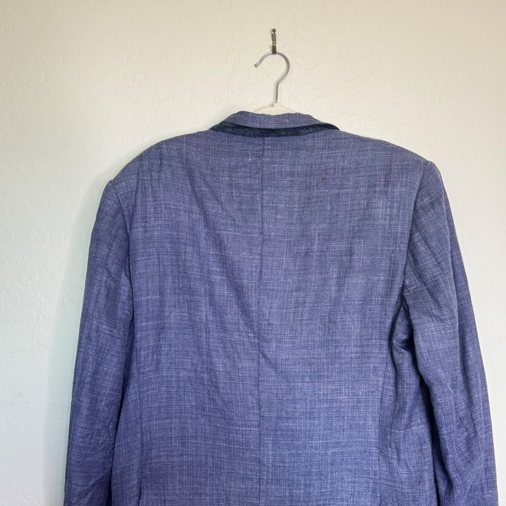 Canali Mens Wool Silk Linen Blazer 36R Blue Excellent 2-Button Sport Coat Preppy - Picture 10 of 12